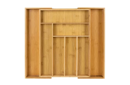 Bambusový organizér do zásuviek – nastaviteľný príborník