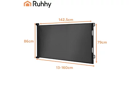 Výsuvná bezpečnostná roleta do dverí – šedá - 160 cm