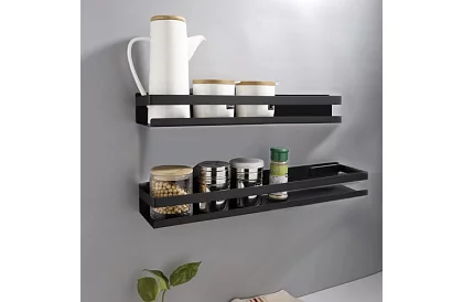 Kúpeľňová polička - čierna - 50 cm