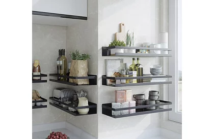 Kúpeľňová polička - čierna - 50 cm