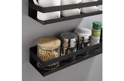 Kúpeľňová polička - čierna - 50 cm