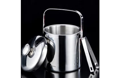 Zásobník na ľad 1,3 litra – vedro s viečkom a kliešťami