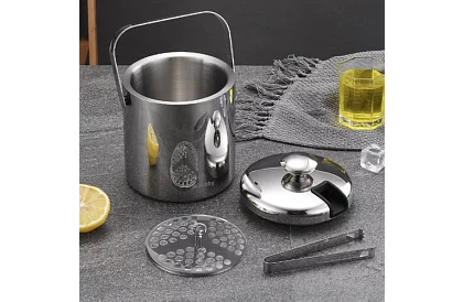 Zásobník na ľad 1,3 litra – vedro s viečkom a kliešťami