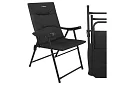 Skladacia kempingová čalúnená stolička 59x70x91 cm - čierna