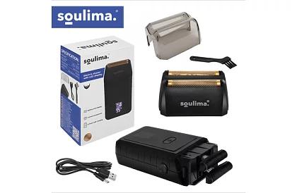 Holící strojček na fúzy s LED displejom - USB-C, 2 planžety, 2 britvy, puzdro