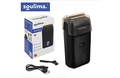 Holící strojček na fúzy s LED displejom - USB-C, 2 planžety, 2 britvy, puzdro