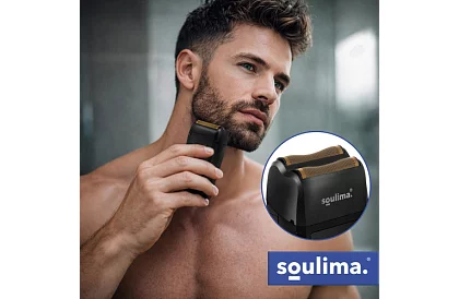 Holící strojček na fúzy s LED displejom - USB-C, 2 planžety, 2 britvy, puzdro