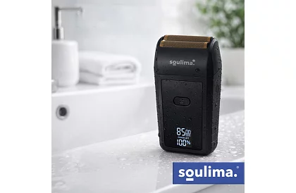 Holící strojček na fúzy s LED displejom - USB-C, 2 planžety, 2 britvy, puzdro