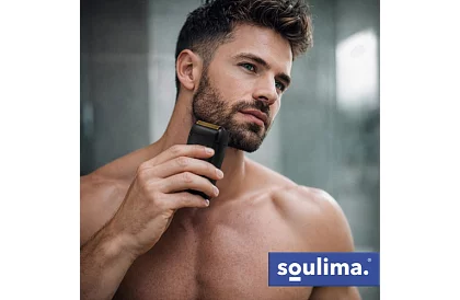 Holící strojček na fúzy s LED displejom - USB-C, 2 planžety, 2 britvy, puzdro