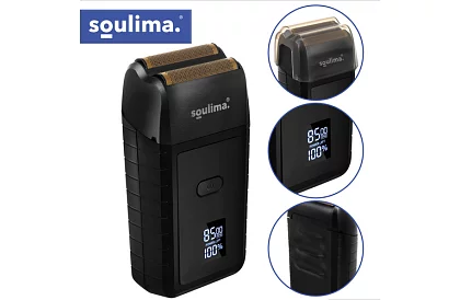 Holící strojček na fúzy s LED displejom - USB-C, 2 planžety, 2 britvy, puzdro