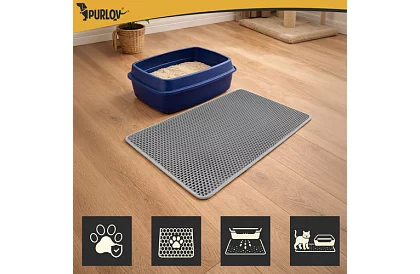 Podložka pred mačacou toaletou zadržiavajúca nečistoty 75 x 55 cm - šedá