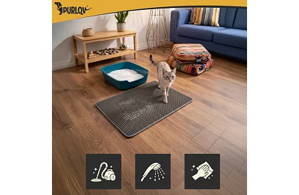 Podložka pred mačacou toaletou zadržiavajúca nečistoty 75 x 55 cm - šedá