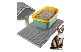 Podložka pred mačacou toaletou zadržiavajúca nečistoty 75 x 55 cm - šedá