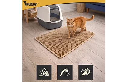 Podložka pred mačaciu toaletu zadržiavajúca nečistoty 75 x 55 cm – béžová