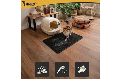 Podložka pred mačacou toaletou zadržiavajúca nečistoty 75 x 55 cm - čierna