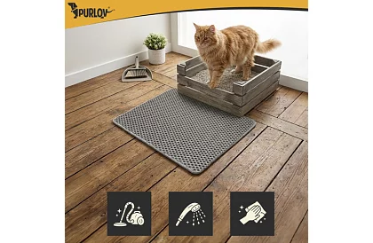 Podložka pred mačacou toaletou zadržiavajúca nečistoty 60 x 45 cm – šedá