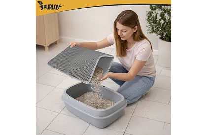 Podložka pred mačacou toaletou zadržiavajúca nečistoty 60 x 45 cm – šedá