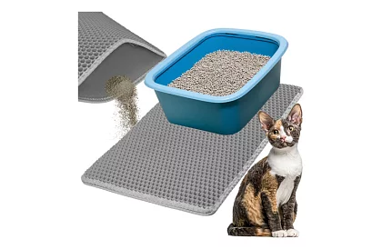 Podložka pred mačacou toaletou zadržiavajúca nečistoty 60 x 45 cm – šedá