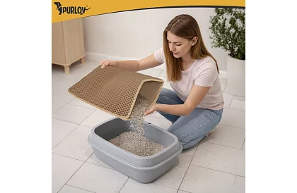 Podložka pred mačacou toaletou zadržiavajúca nečistoty 60 x 45 cm – béžová