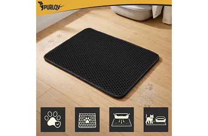 Podložka pred mačacou toaletou zadržiavajúca nečistoty 60 x 45 cm – čierna