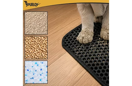 Podložka pred mačacou toaletou zadržiavajúca nečistoty 60 x 45 cm – čierna