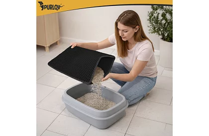 Podložka pred mačacou toaletou zadržiavajúca nečistoty 60 x 45 cm – čierna