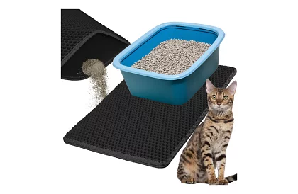 Podložka pred mačacou toaletou zadržiavajúca nečistoty 60 x 45 cm – čierna