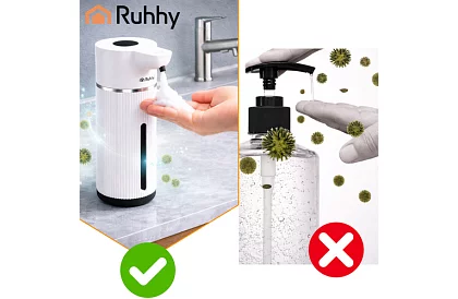 Bezdotykový automatický LCD dávkovač mydla 420 ml - biely