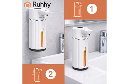 Bezdotykový automatický LCD dávkovač mydla 420 ml - biely