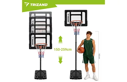 Basketbalový kôš 150-259 cm + loptu - nastaviteľný, voľne stojaci