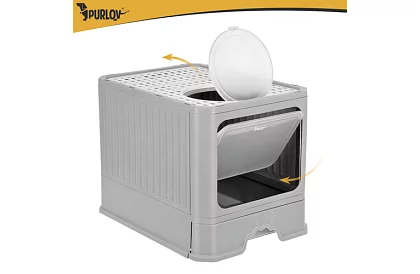 Uzavretá mačacia toaleta 50×36×38 cm so zásuvkou a lopatkou