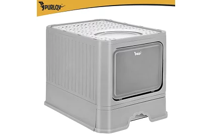 Uzavretá mačacia toaleta 50×36×38 cm so zásuvkou a lopatkou