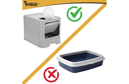 Uzavretá mačacia toaleta 50×36×38 cm so zásuvkou a lopatkou