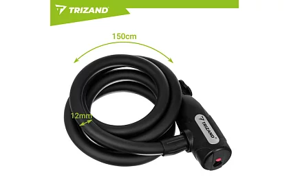 Oceľový zámok na bicykel 150 cm, 12 mm silné lano