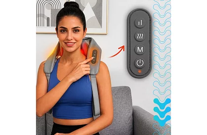 Bezdrôtový masážny prístroj na krk s vyhrievaním - Shiatsu 22,2 W