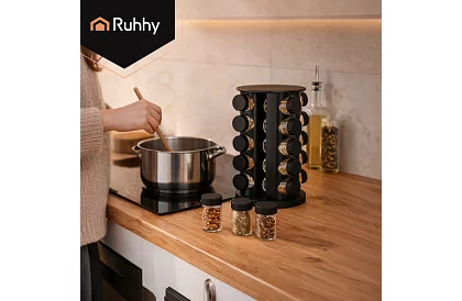 Otočný stojan na koreniny + Sada 20 dóz na korenie
