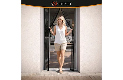 Magnetická sieť do dverí 100 x 210 cm - čierna moskytiéra na dvere