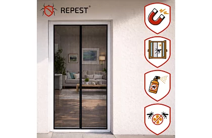 Magnetická sieť do dverí 100 x 210 cm - čierna moskytiéra na dvere