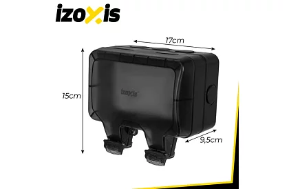 Vodotesná vonkajšia dvojitá zásuvka s klapkou - IP66, 230V, 16A