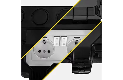 Vodotesná vonkajšia dvojitá zásuvka s klapkou - IP66, 230V, 16A