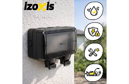 Vodotesná vonkajšia dvojitá zásuvka s klapkou - IP66, 230V, 16A