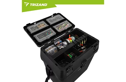 Rybársky box 2 v 1 – 38 × 34 × 21 cm organizér a stolička