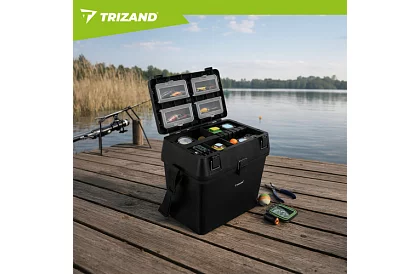 Rybársky box 2 v 1 – 38 × 34 × 21 cm organizér a stolička