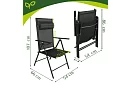Skladacie čierne záhradné stoličky s podrúčkami a opierkou – 2 kusy