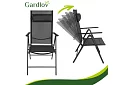 Skladacie čierne záhradné stoličky s podrúčkami a opierkou – 2 kusy