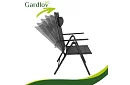 Skladacie čierne záhradné stoličky s podrúčkami a opierkou – 2 kusy