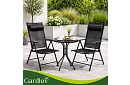 Skladacie čierne záhradné stoličky s podrúčkami a opierkou – 2 kusy
