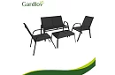 Záhradný nábytok pohovka, 2 kreslá, stôl – čierny