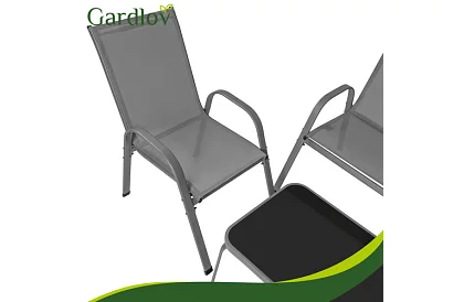 Záhradný nábytok pohovka, 2 kreslá, stôl – šedý