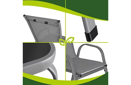 Záhradný nábytok pohovka, 2 kreslá, stôl – šedý